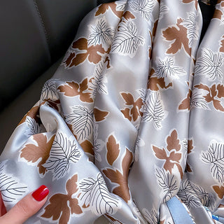 Beautiful Sea Wave & Floral pattern printed Satin Silk Scarf