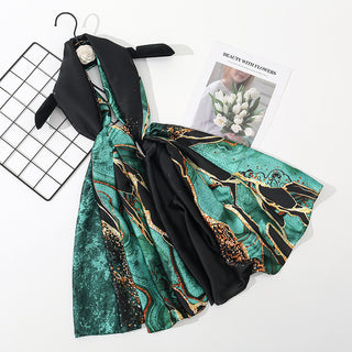 Elegant Design Aquatic Printed Satin Silk Scarf