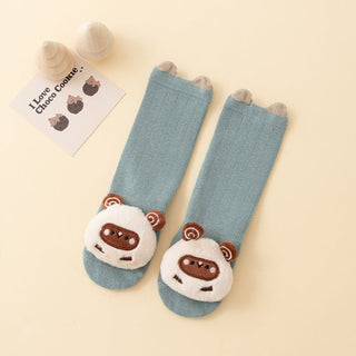 Cute Bear All Seasons Breathable Knee Socks with Non-Slippery Pad for Baby