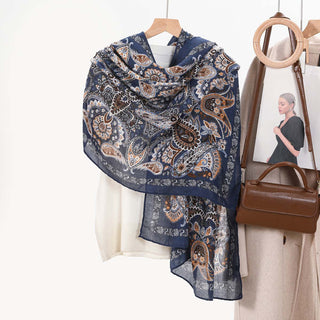 Retro Printed European Style Premium Cotton and Linen Scarf