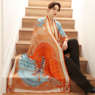 Korean style elegant ladies thin holiday Satin silk scarf