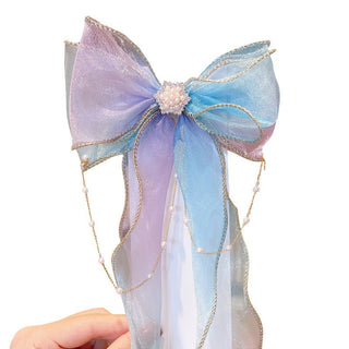 Children's Cute little Girl Rainbow Bow Braided Hairpins