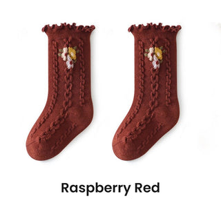 Princes Style Retro Floral Design High Quality Winter Socks For Girls