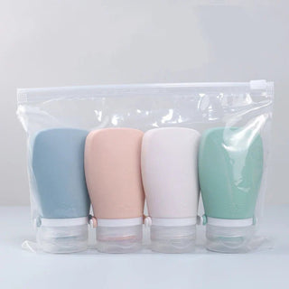 4 Pieces Set Portable Travel Silicone Bottle Cosmetics Organizer