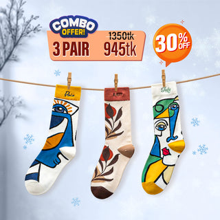 Trendy Long Tube Embroidery Couple Socks