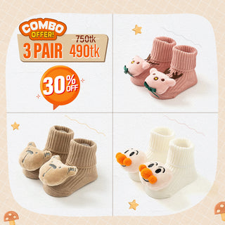 Cotton Made All Seasons Non-Slip Baby Floor Mid-Tube Cute Cartoon Toddler Socks