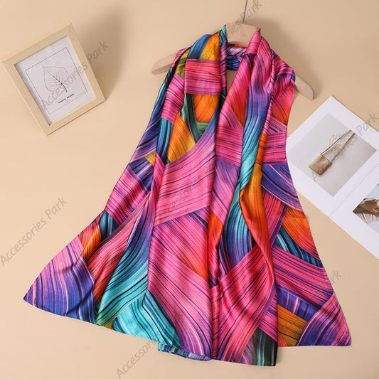 Women's Luxury Design Satin Silky Smooth Scarf  90x180cm