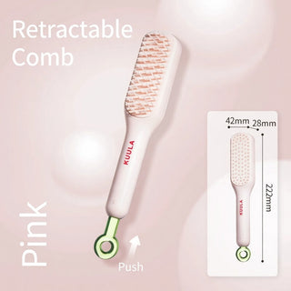 KUULA Retractable One-Click Self-Cleaning Detangling Scalp Massage Hair Brush - Pastel Pink Selection