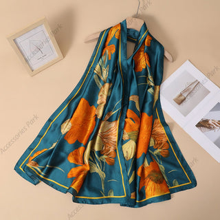 Stylish Wild Flower Floral Design Women's Silk Scarf