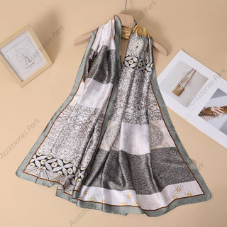 Korean version Cashew Nut Tropical Design Silk Scarf