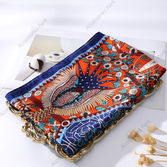 Ethnic Style Multicolor Printed Satin Silk Scarf