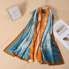 Summer Friendly Big Floral Printed Multicolor Satin Scarf