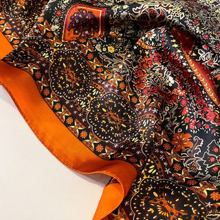 Traditional Floral Design Women's Satin Silk Scarves