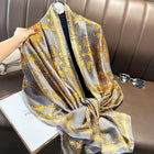 Vintage Golden Pattern Silky Smooth Satin Silk Scarf