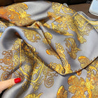 Vintage Golden Pattern Silky Smooth Satin Silk Scarf