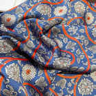 Vintage Royal Blue Floral Design Women's Satin Silk Scarves