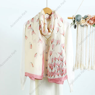 All Seasons Friendly Soft Long Satin Silk Scarf for Women