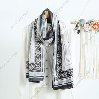 Ethnic-style Satin Silk Scarf for Women