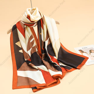 Beautiful Multicolor Pattern Printed Satin Silk Scarf
