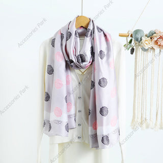 Korean Version Wild Camellia Printed Satin Silk Scarf