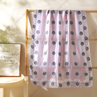 Korean Version Wild Camellia Printed Satin Silk Scarf