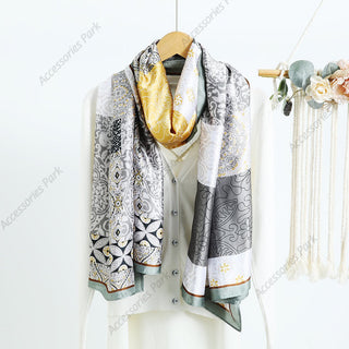 Korean version Cashew Nut Tropical Design Silk Scarf