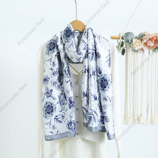 Silky Smooth Multicolor Floral Design Satin Summer Scarves