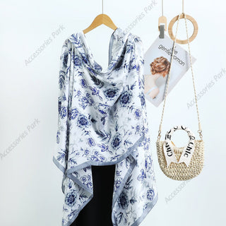 Silky Smooth Multicolor Floral Design Satin Summer Scarves