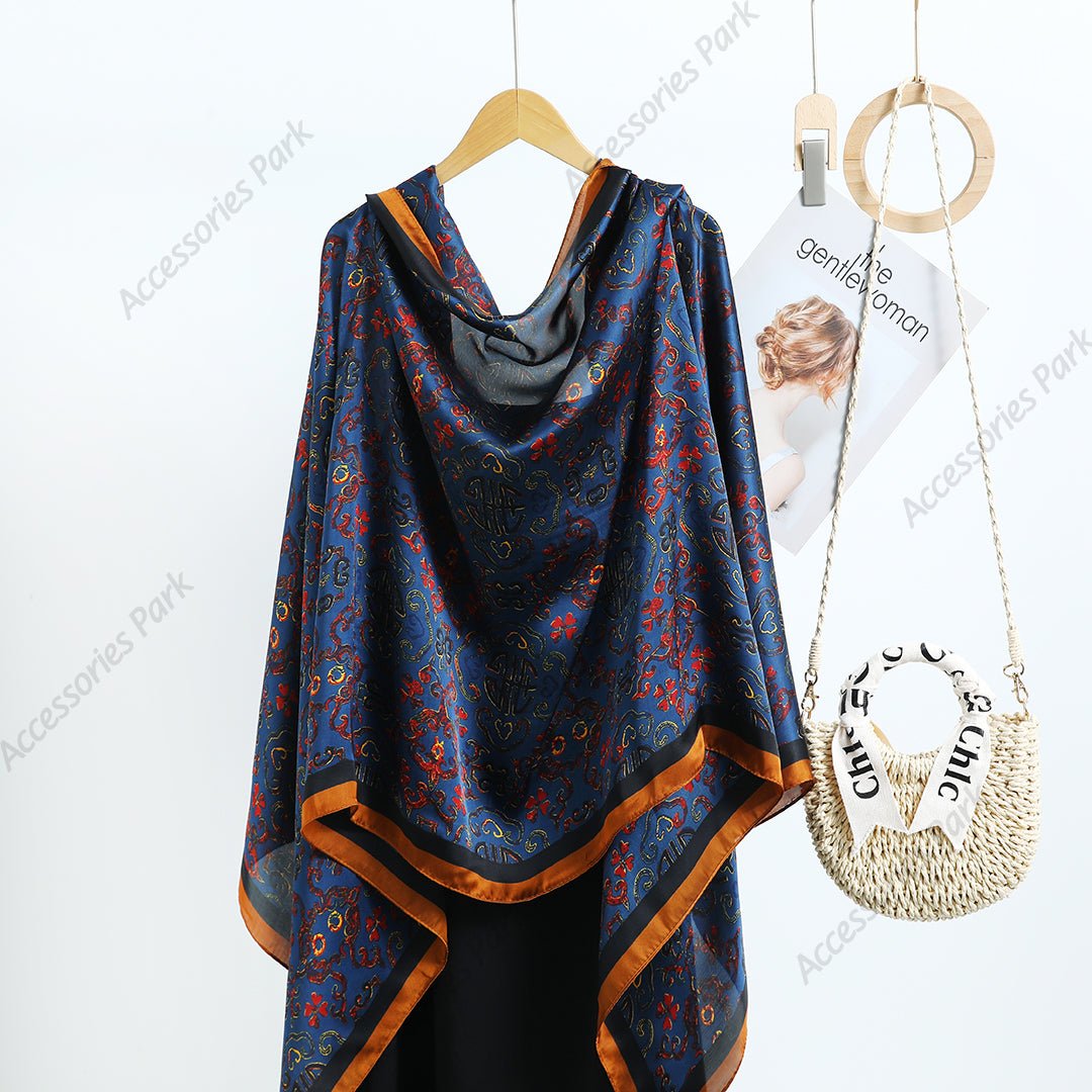 Colorful Floral Design Comfortable Satin Silk Scarves