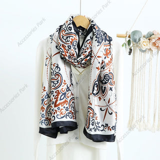 Premium Quality Traditional Floral Design Satin Silk Scarves