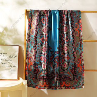 Floral Design Traditional Women's Premium Satin Silk Scarf