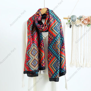 Geometric Pattern Women's Premium Quality Satin Silk Scarf