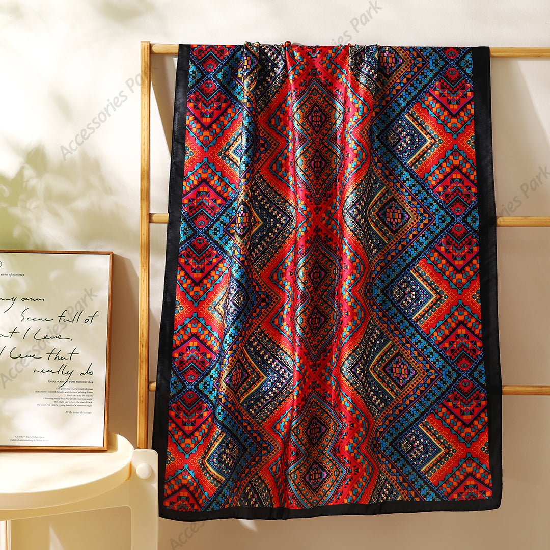 Geometric Pattern Women's Premium Quality Satin Silk Scarf