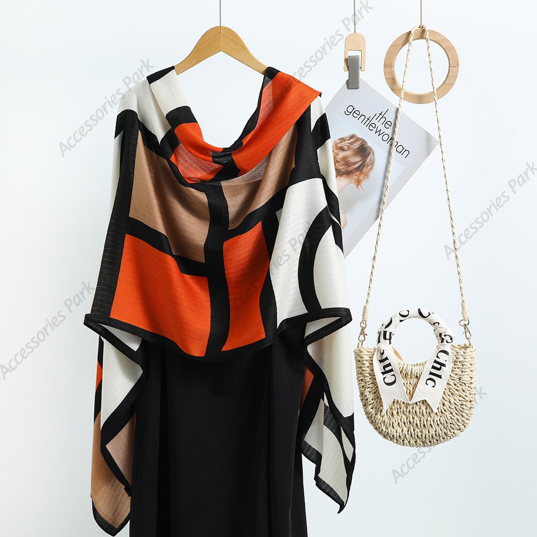 Color Block Pattern Premium Quality Viscose Long Scarf