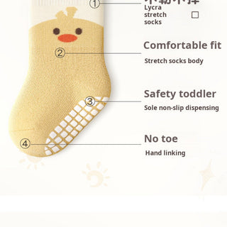 Illustration of a cartoon chick with labeled features on a white background