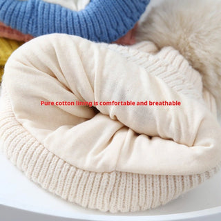 Children's Cold protection Knitted Benny Cap and Muffler Two-Piece Set