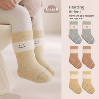 All Seasons Thick Velvet Cute Smiley Design Baby Socks