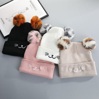 Windproof Knitted Cute Winter Caps for Women