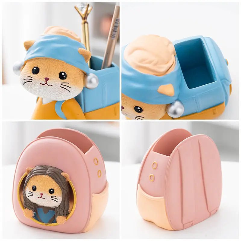 Cute Cat Pen Holder Simple and Modern Student Study Storage Box For Gifts