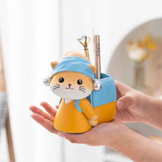 Cute Cat Pen Holder Simple and Modern Student Study Storage Box For Gifts