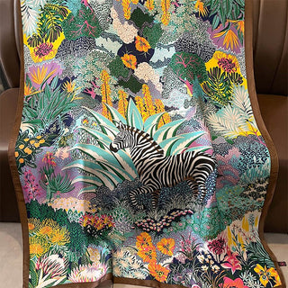 New Korean Version Retro Printed Satin Silk Scarf for Women