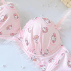 Soft Cute Hello Kitty Japanese Girl Thin Sweet Lace Anti Sagging Lingerie Set