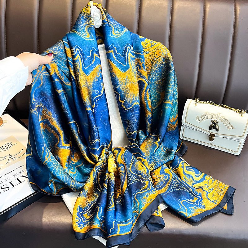 Autumn and Winter Long Stylish Satin Silk Scarf