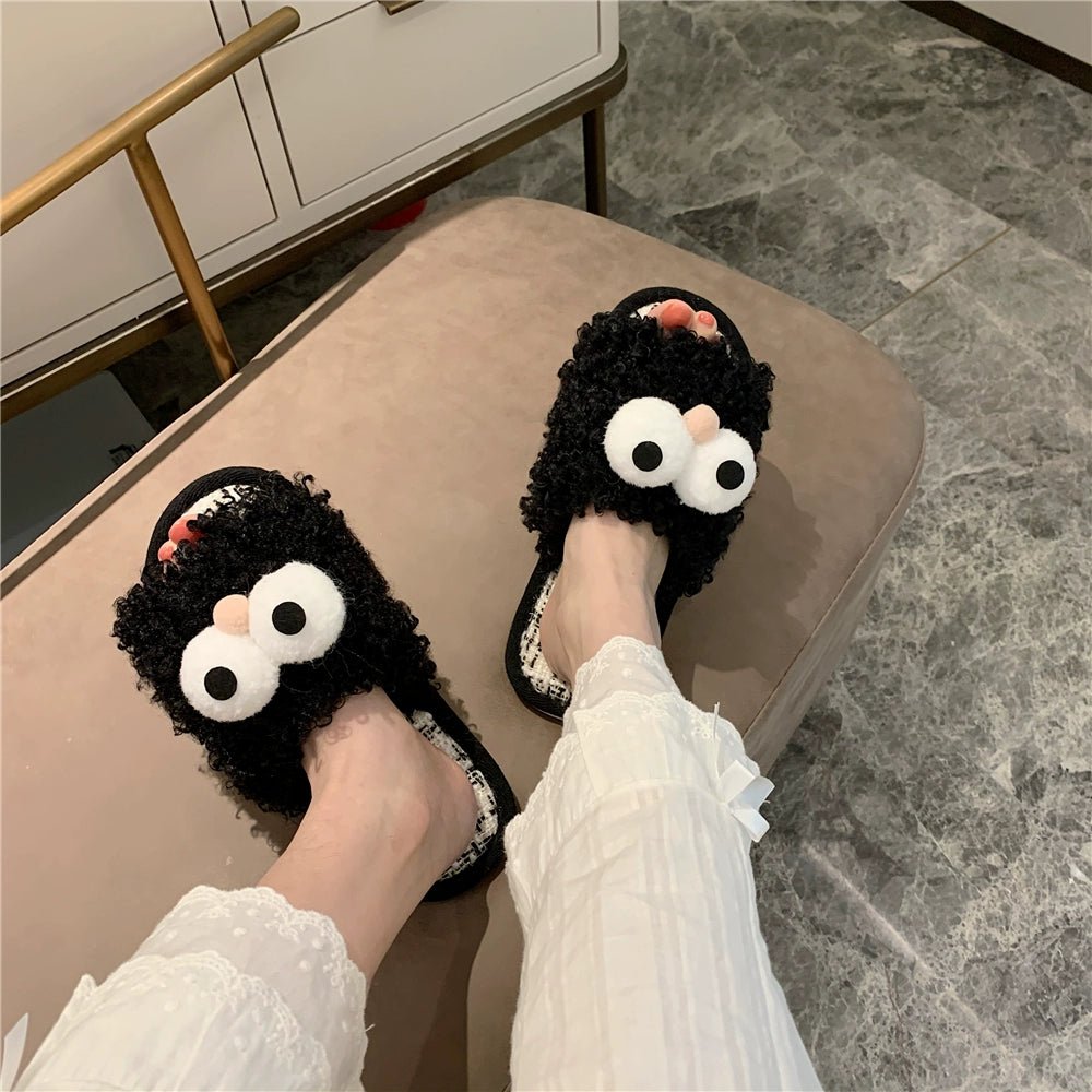 Thin Strips Cute & Comfortable Cartoon Wool Slippers