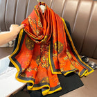 Chinese-style Fashionable Floral Design Satin Silk Scarf