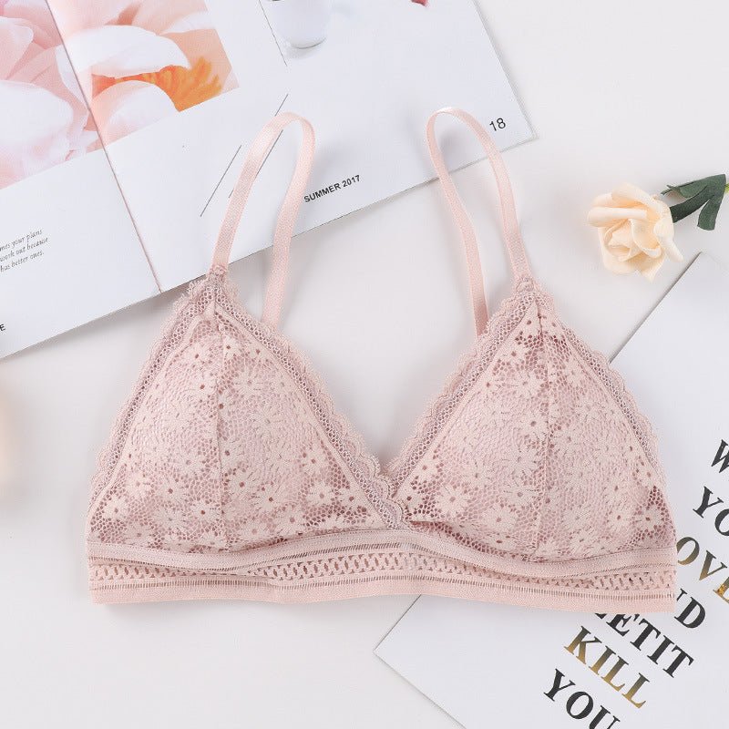 French Lace Adjustable Thin Section Deep V Triangle cup Female Bra