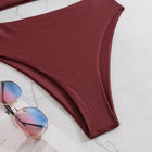 Europe And American Style High Waist Solid Color Bikini Swimsuit