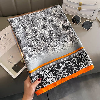 Summer Friendly Beautiful Floral Printed Satin Silk Scarf