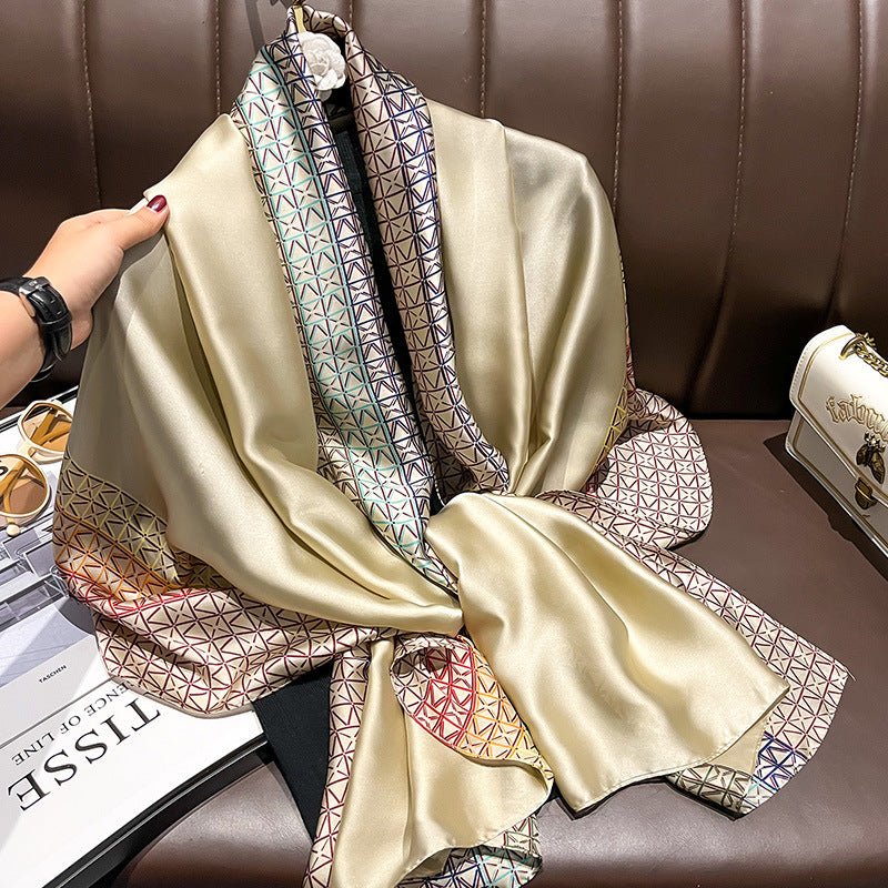 New Geometric Pattern Satin Silk Collar Scarf