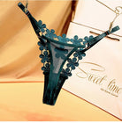 Flower Embroidery Comfortable Adjustable Straps Metal Buckle Design Thong  Panties